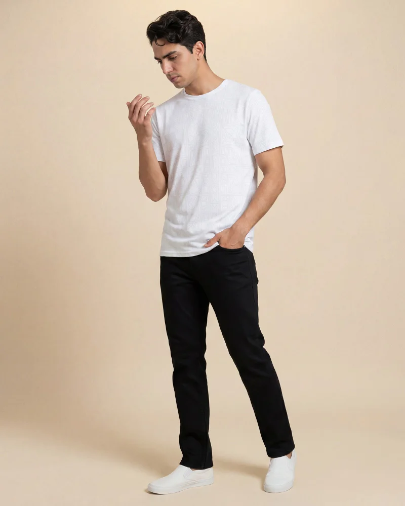 Redtag Men White Printed T-Shirt