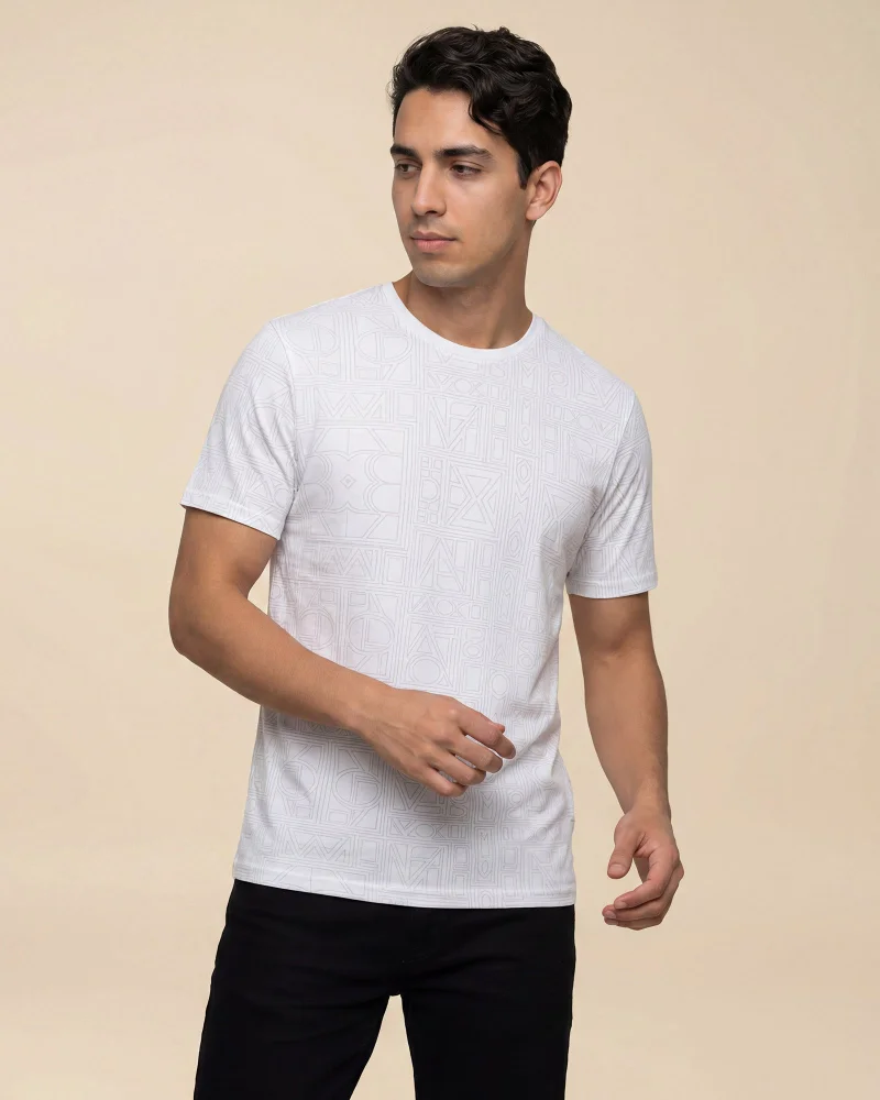 Redtag Men White Printed T-Shirt
