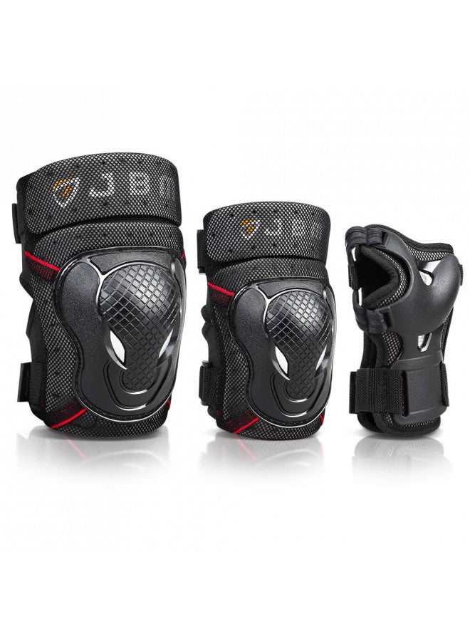 JBM Teenager 8-14 Years Bike Knee Pads and Elbow Pads with Wrist Guards Protective Gear Set for Biking, Riding, Cycling and Multi Sports Safety Scooter, Skateboard, Bicycle - Image 1