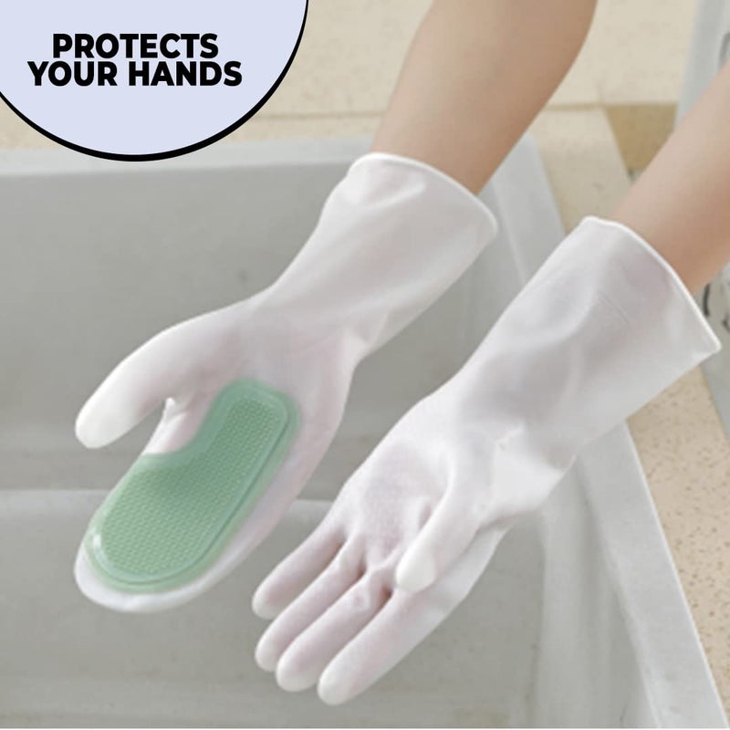 Kuber Industries Kuber Industries Multi-Purpose Silicon Gloves For Kitchen Cleaning, Pet Grooming & Gardening|Reusable Gardening Gloves|Heat Resistant For Better Protection|Green - Image 5