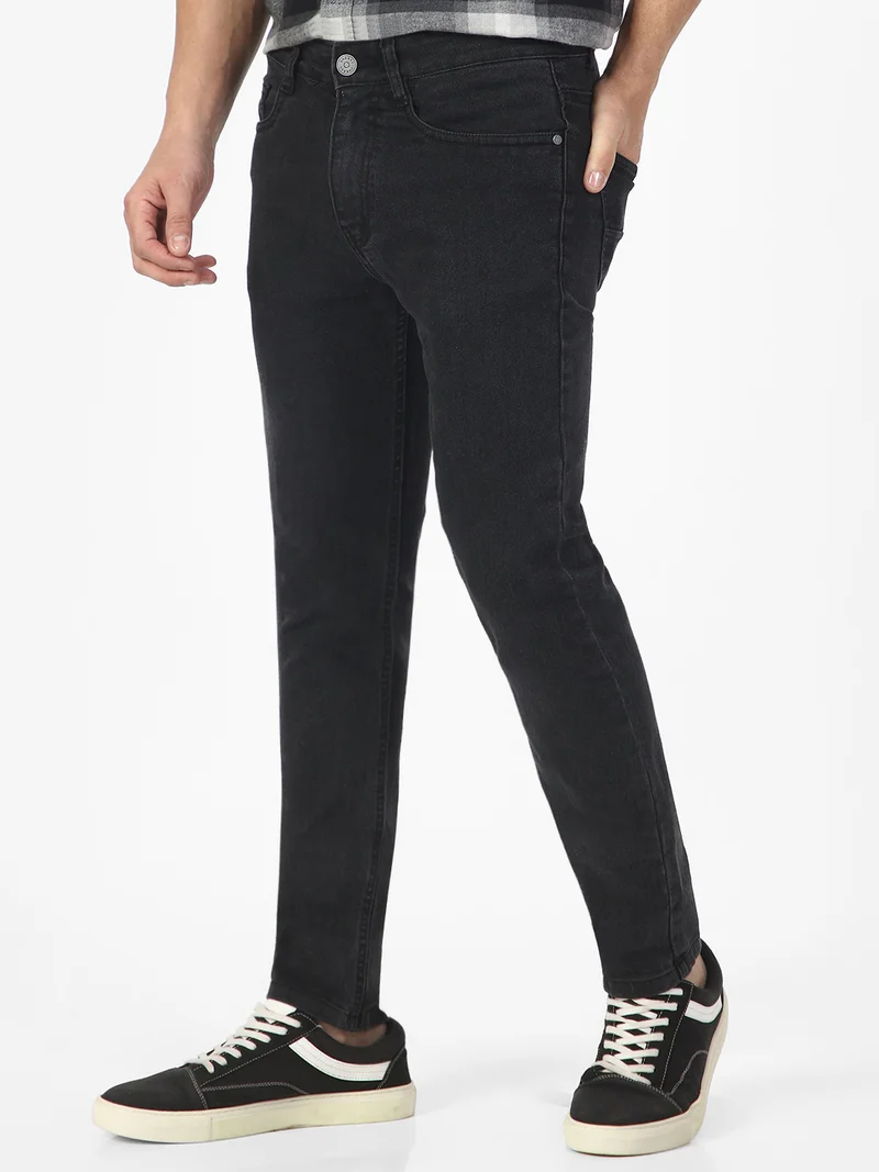 Urbano Fashion Men's Carbon Grey Regular Fit Washed Jeans Stretchable
