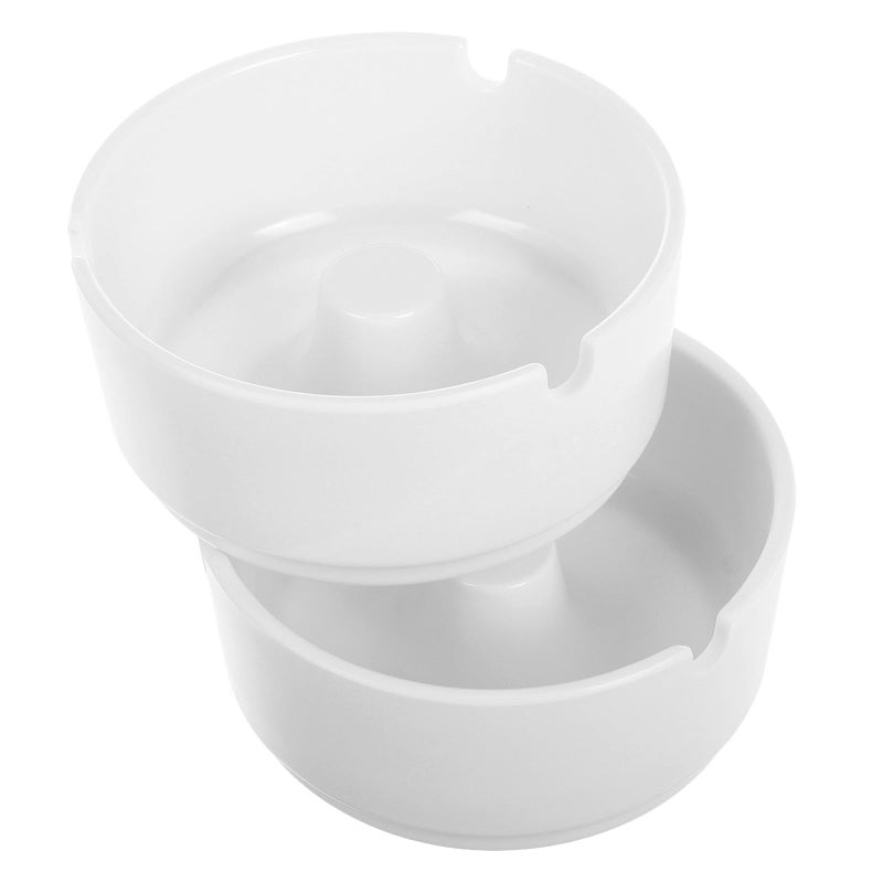 2pcs White Melamine Ashtray Set Sturdy Anti Drop for Indoor Outdoor Patio Smoking Areas - Image 2