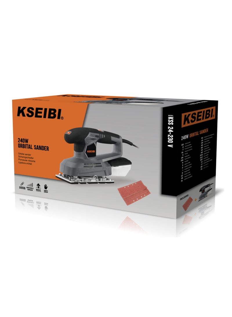 KSEIBI - Finishing Sander 240W, 1/3 Inch for Woodworking, Electric Sander with 3Pcs Sandpapers, 2.2 Amp Random Orbital Sander, Dust Collection System, for Removing Paint, Sanding, Polishing Wood, Metal, Wall. - Image 1