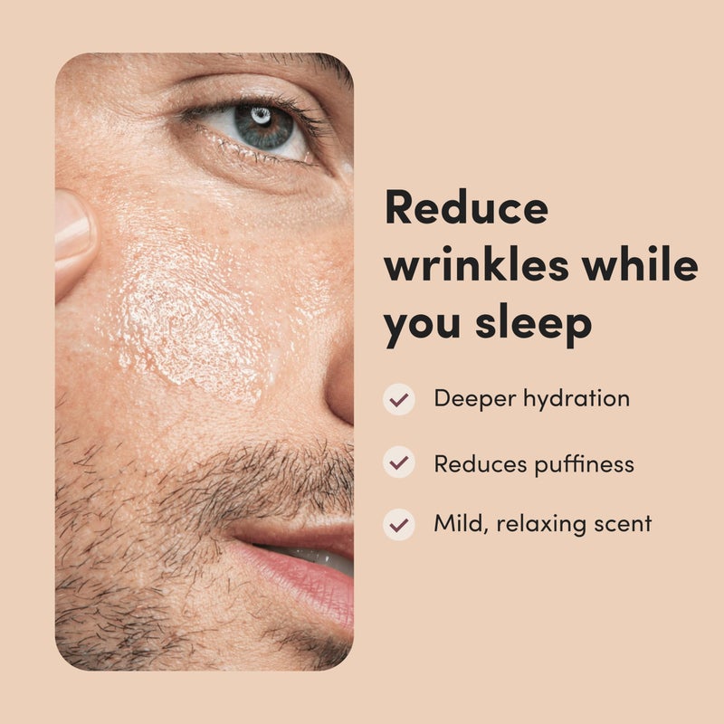 HIMS & HERS hims Goodnight Wrinkle Cream - Hydrating Men's Face Moisturizer with Hyaluronic Acid, Shea Butter & Caffeine - Reduces Wrinkles While You Sleep - 1 fl oz - Image 3
