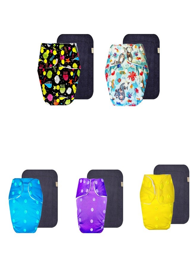 Dumbledo Premium Cloth Diaper with Black Insert (Pack of 5) | Dry Feel and Comfortable | Breathable | Travel Friendly | Worry-Free Diapering | 3 Months - 3 Years | Unisex Baby - Image 1