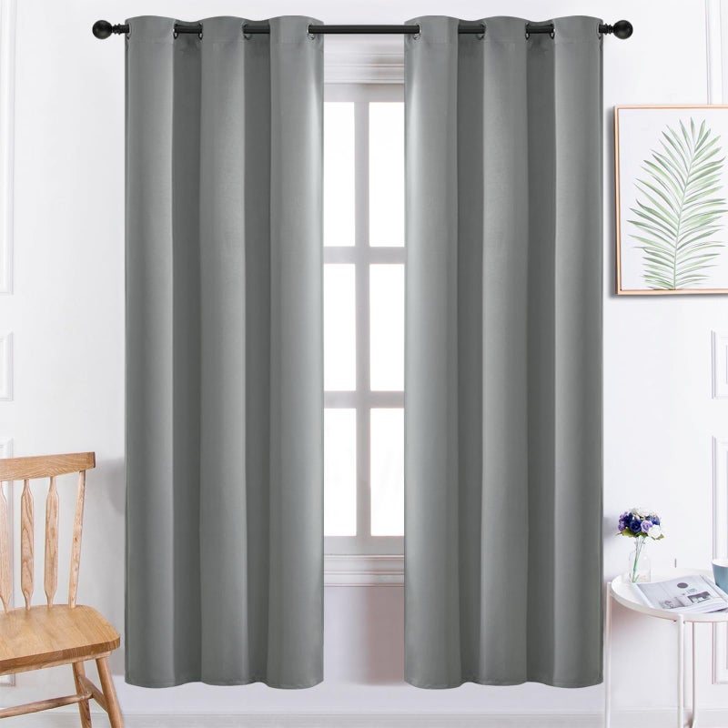 Yakamok Yakamok Dove Grey Room Darking 72 Inch Length 2 Panel Sets for Livingroom Dining Room Darkening Thermal Insulated Bay Window Hotel Modern Elegant Black Out Sunblock Curtins/Bedroom 38 x 72 Inches  - Image 1