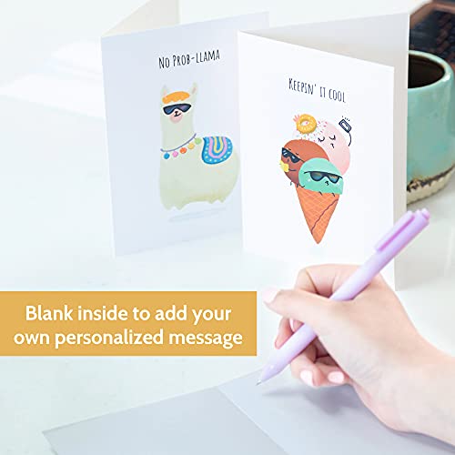 T MARIE 24 Funny Notecards and Envelopes Set - Blank Thinking of You Note Cards for Kids, Friends, Students, Camp Cards and More - Say Hello, Thank You or I Miss You with Funny Greeting Cards - Image 2