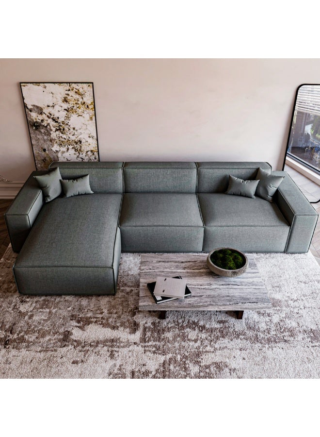 Al Home 4 Seater L-shape Sofa  Linen 200×300×90 Cm - Grey - - Image 4