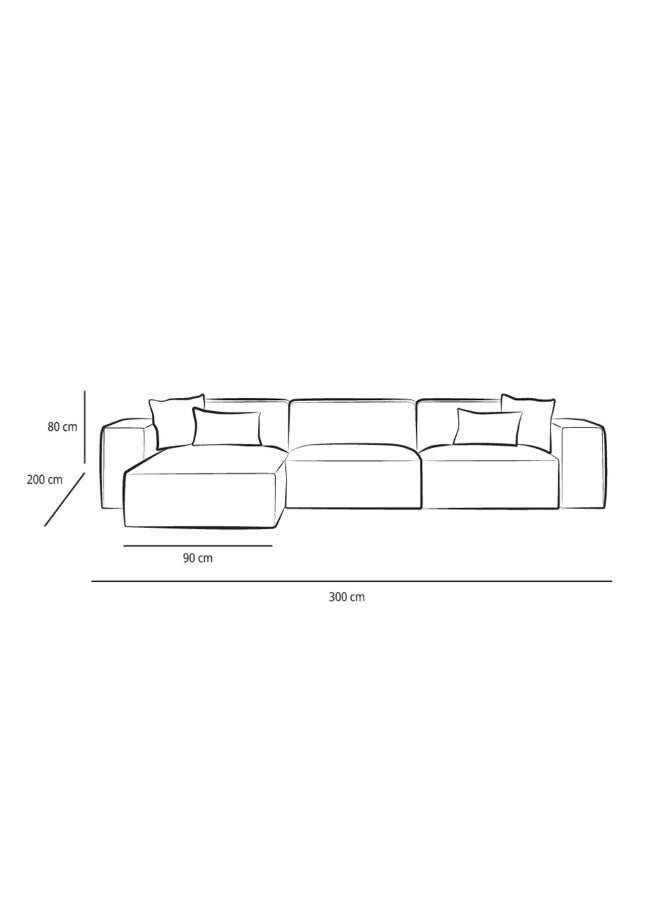 Al Home 4 Seater L-shape Sofa  Linen 200×300×90 Cm - Grey - - Image 2