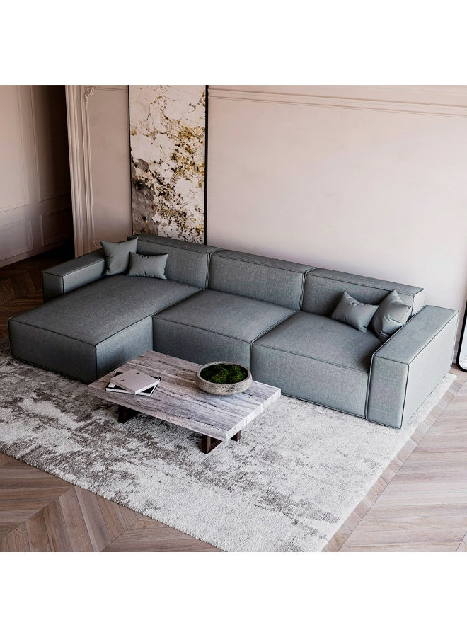 Al Home 4 Seater L-shape Sofa  Linen 200×300×90 Cm - Grey - - Image 5