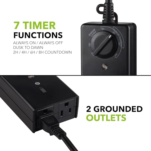 BN-LINK Outdoor Light Timer with Dusk to Dawn Sensor, 100 ft Range Remote Control, Weatherproof Dual Grounded Outlets, 15A 1/2HP, ETL Listed for Christmas and Halloween Decorations - Image 4