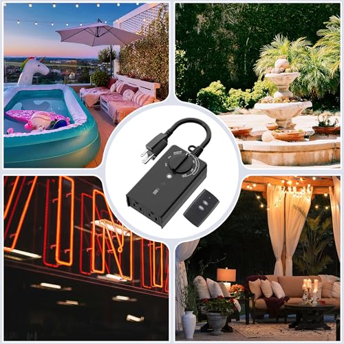 BN-LINK Outdoor Light Timer with Dusk to Dawn Sensor, 100 ft Range Remote Control, Weatherproof Dual Grounded Outlets, 15A 1/2HP, ETL Listed for Christmas and Halloween Decorations - Image 5