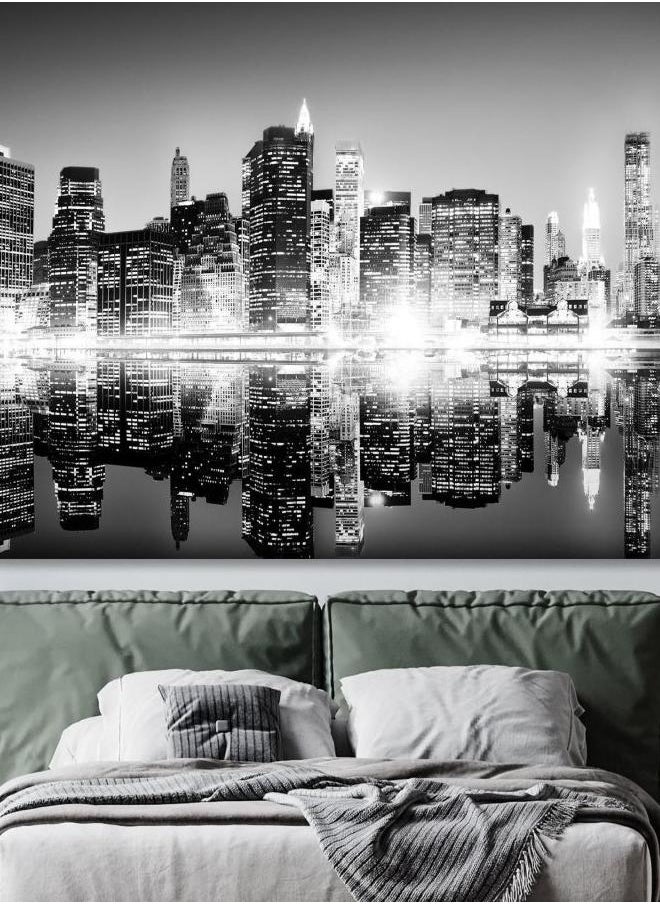 Generic - New York City Skyline Canvas Print Wall Art Decor Skyscrapers Night New York Extra Large Canvas Office Wall Decor Gift Idea BW NY Canvas - Image 1