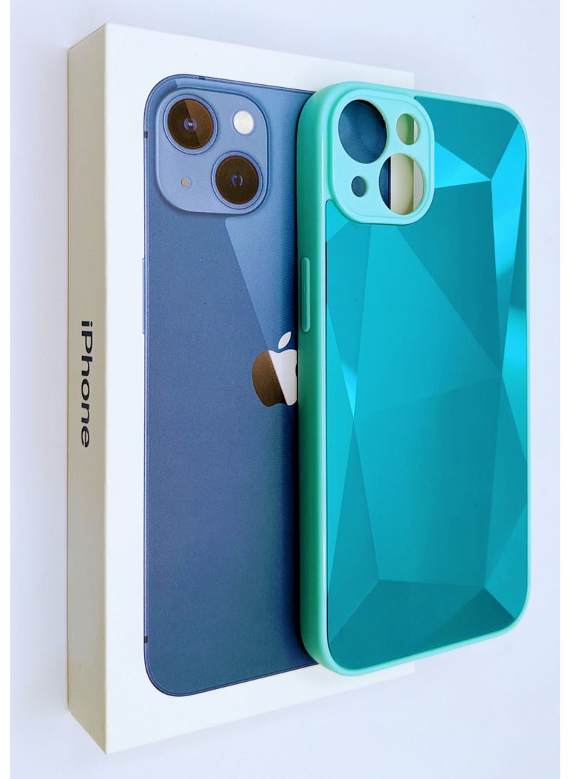 HEXABEX جراب iPhone 13، جراب واقٍ من الألماس اللامع المرصع بالمرايا لهاتف iPhone 13 باللون الأزرق الياقوتي - Image 2