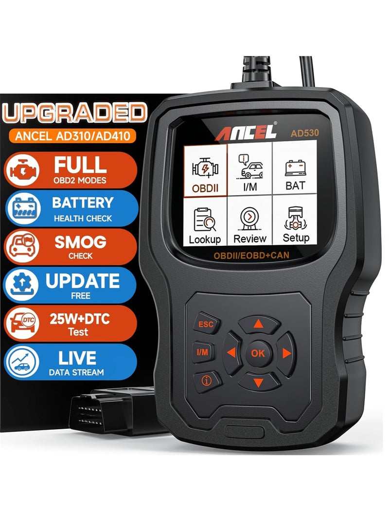 Ancel Professional OBD2 Scanner with Battery Test Code Reader for Vehicle Engine Check Scan Live Data Car Diagnostic Tool All-in-One OBD 2 Function and Graphing Battery Status - Image 1