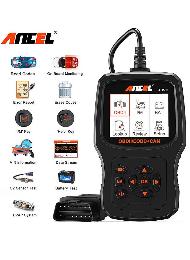 Ancel Professional OBD2 Scanner with Battery Test Code Reader for Vehicle Engine Check Scan Live Data Car Diagnostic Tool All-in-One OBD 2 Function and Graphing Battery Status - Image 2