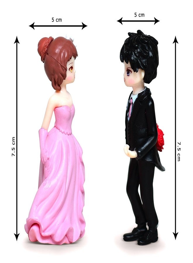 iDream Bride and Groom Wedding Statue, Creative Resin Figurines, Sweet and Funny Couple Decoration, Unique Wedding Decor, Bride and Groom Character Figurine for Newlyweds and Gifts (Pink & Black) - Image 3