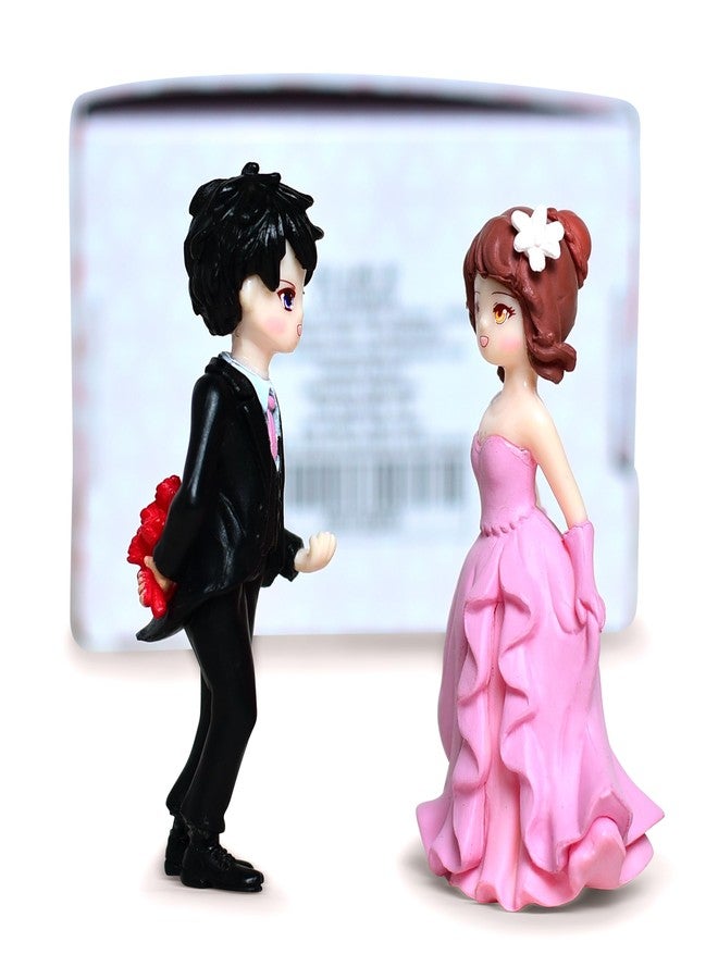 iDream Bride and Groom Wedding Statue, Creative Resin Figurines, Sweet and Funny Couple Decoration, Unique Wedding Decor, Bride and Groom Character Figurine for Newlyweds and Gifts (Pink & Black) - Image 5