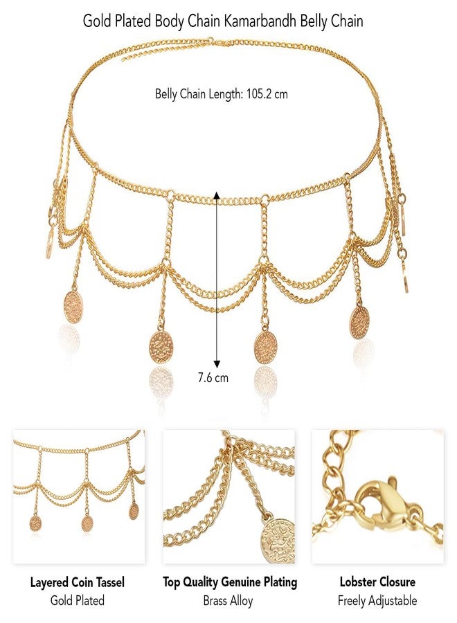 Peora Gold Plated Body Chain Kamarbandh Belly Waist Chain Dress Belt Summer Beach Jewellery for Women - Image 5