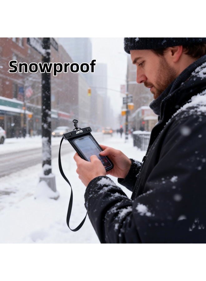 JOTO حقيبة هاتف مقاومة للماء IPX8 حقيبة مائية عالمية واقية للهاتف لجهاز iPhone 17 16 15 14 13 12 11 Pro Max Air Plus XS XR X 8 Galaxy S23 S22 S21 S20 Pixel حتى 7" - عبوتين، شفافة - Image 3