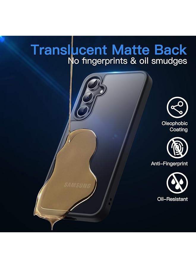 جي تيك جراب غير لامع 3 في 1 لهاتف Samsung Galaxy A55 5G مع قطعتين من واقي الشاشة الزجاجي المقوى وغطاء شفاف مقاوم للصدمات لهاتف مع حماية للكاميرا باللون الأسود - Image 4