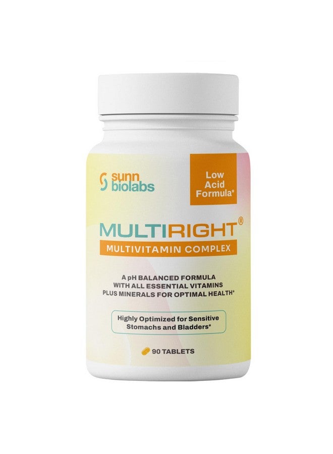 مالتي رايت | مالتي فيتامين منخفض الحموضة للمعدة الحساسة، المثانة أو التهاب المثانة | 14 فيتامين و 14 معدن | صديق للمثانة، متوازن الحموضة | سهل الهضم - أقل حموضة | فيتامين سي مخفف | 90 قرص - Image 1