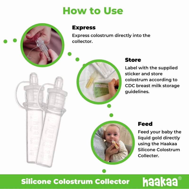 Haakaa Silicone Colostrum Collector Set with Clear PP Storage Case 4 ml, 6 PK, Pre-Sterilized - Image 3