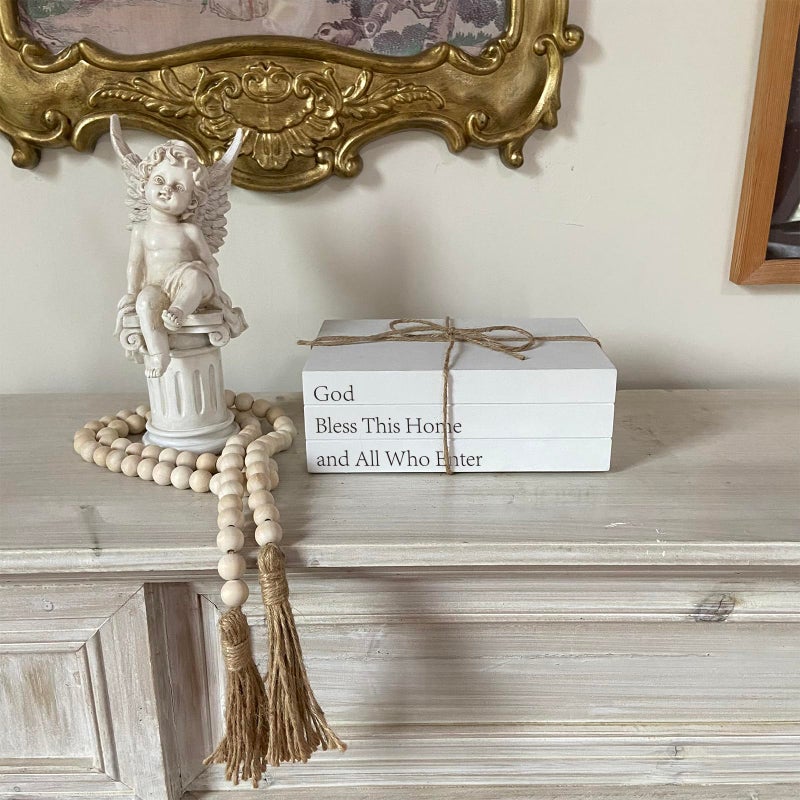 OMISHE Decorative Books for Home Decor, White Faux Books for Decoration, Rustic Farmhouse Stacked Display Books (God Bless This Home and All Who Enter) - Image 5