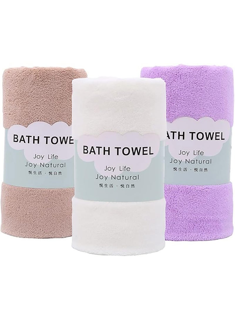 Coral Velvet Bath Towels Set of 3, 70 x 140 cm, Ultra-absorbent Soft Towels, Quick-drying, Versatile for Sports, Travel, Fitness, Yoga and Beach (3 Colors) - Image 1