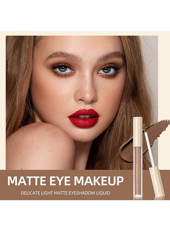 QiBest 8 Colors Matte Eyeshadow Set Cream Eyeshadow Liquid Smooth Creamy Eye Shadow Lightweight High Pigmented Velvety Eyeshadow Primer Neutral Long Lasting Waterproof Matte Eye Makeup Set A - Image 4