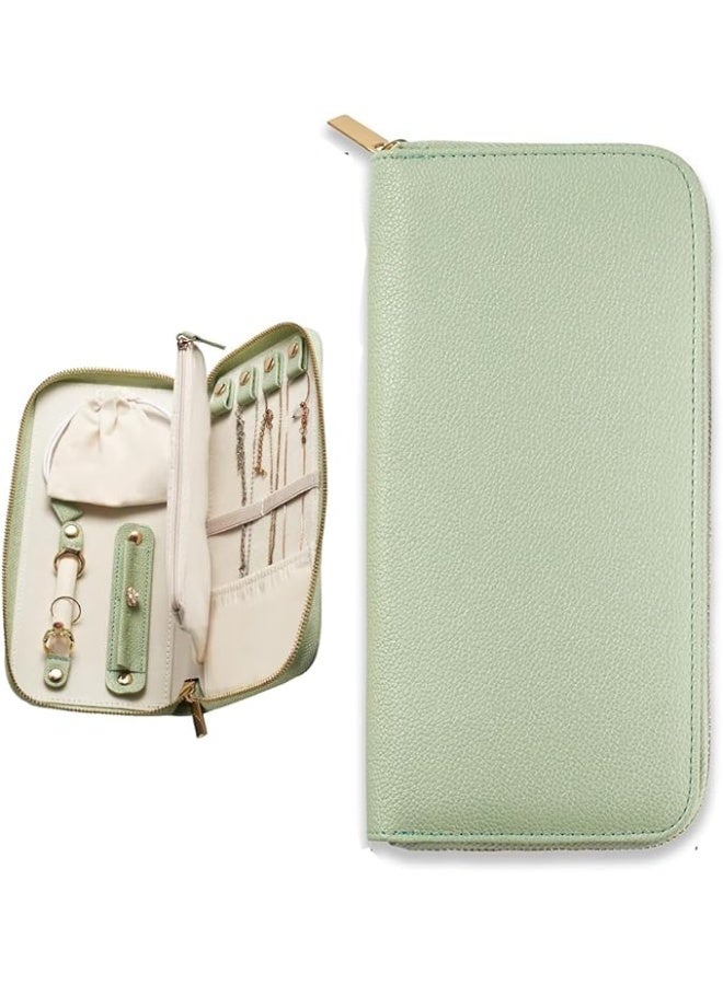 كاست ويف حقيبة تنظيم مجوهرات للسفر، حقيبة صغيرة مريحة لتنظيم المجوهرات، حافظة للكتب والخواتم مع حقيبة بسحاب، سهلة الحمل، للنساء والفتيات، والخواتم، والقلائد، والاقراط، والاساور، والبروش - Image 1