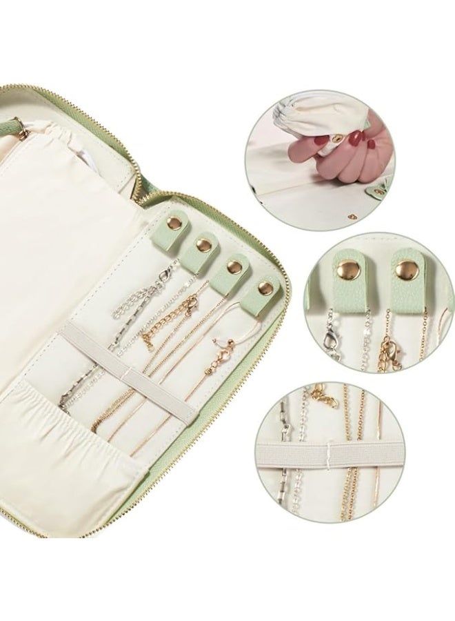 كاست ويف حقيبة تنظيم مجوهرات للسفر، حقيبة صغيرة مريحة لتنظيم المجوهرات، حافظة للكتب والخواتم مع حقيبة بسحاب، سهلة الحمل، للنساء والفتيات، والخواتم، والقلائد، والاقراط، والاساور، والبروش - Image 5