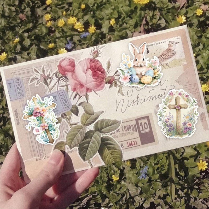 Prstincol Easter Stickers Pack 100 pcs, Easter Eggs Bunny Rabbit Stickers for Kids Adults, Cute Easter Holiday Stickers for Skateboard, Water Bottles, Scrapbook, Junk Journal, DIY Crafts - Image 3