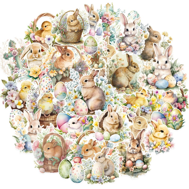 Prstincol Easter Stickers Pack 100 pcs, Easter Eggs Bunny Rabbit Stickers for Kids Adults, Cute Easter Holiday Stickers for Skateboard, Water Bottles, Scrapbook, Junk Journal, DIY Crafts - Image 1