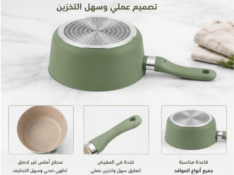 12cm Non-Stick Saucepan | Premium Green Granite Coating Small Pot with Ergonomic Handle | 12 cm Sauce Pan for Melting Butter, Boiling Milk, Baby Food & Single Servings - Image 2