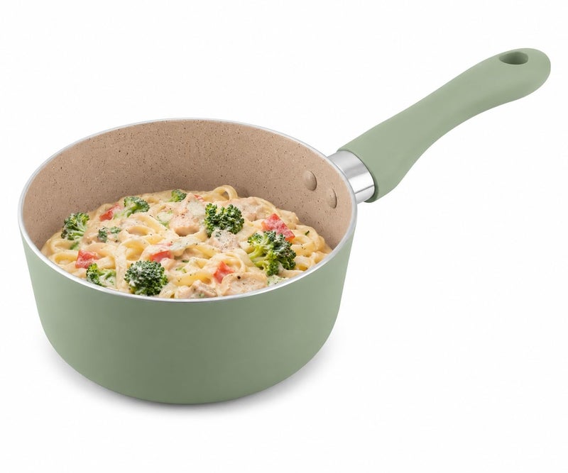12cm Non-Stick Saucepan | Premium Green Granite Coating Small Pot with Ergonomic Handle | 12 cm Sauce Pan for Melting Butter, Boiling Milk, Baby Food & Single Servings - Image 1