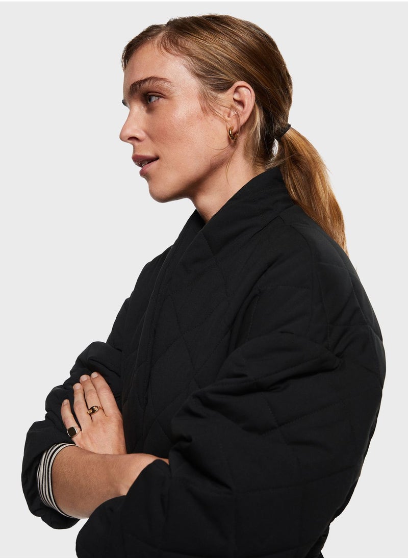 MANGO - Tie Detail Quilted Coat - Image 1