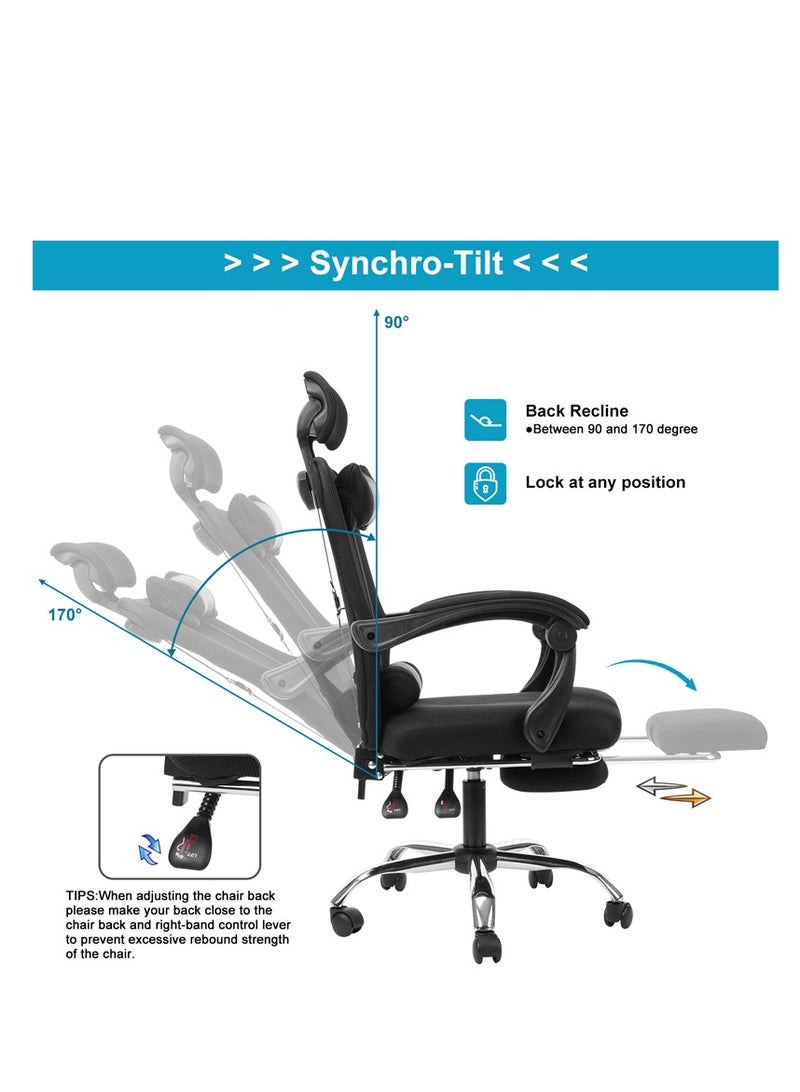 ZUIHAO Tall Executive Office Chair High Back All Day Comfort Ergonomic Lumbar Support Bonded Leathe - Image 3