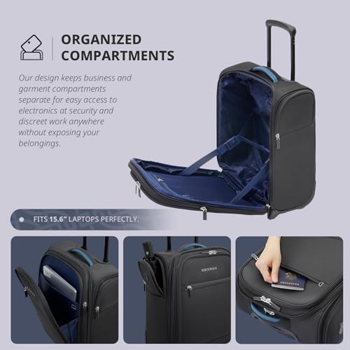Verage Carry On Underseat Luggage with 2 Wheels & USB Port, 16 Inch Wheeled Spinner Bag Carry-on Luggages for Airlines, Lightweight Suitcase Men Women, Pilots and Crew(16-Inch Rolling Underseat Pro) - Image 4