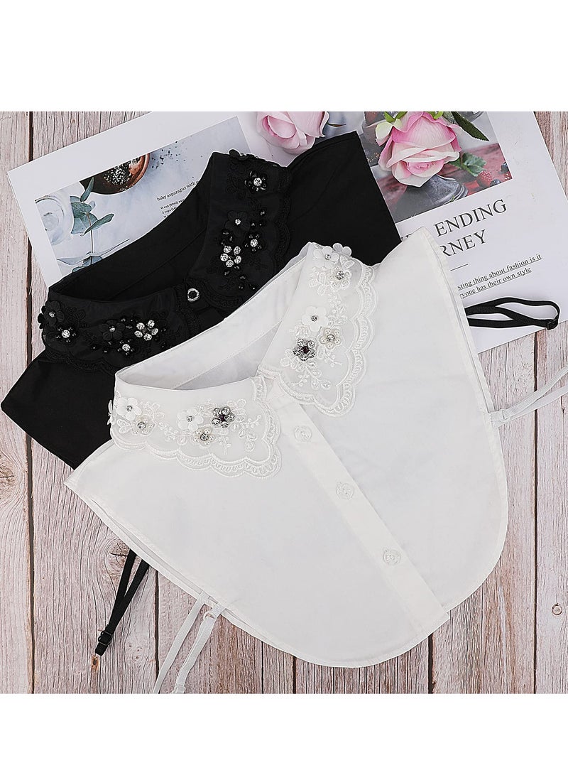 SOLARAE Stylish Detachable Rhinestone Collar for Women & Girls - Fake Cotton Half Shirt Blouse Collar Accessory for Fashionable Outfits and Special Occasions. - Image 4