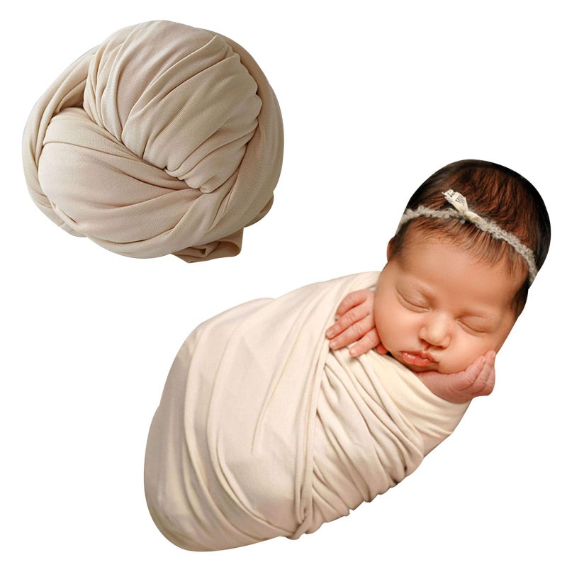 BabyMoon Baby Wrap Photography Props Stretch Without Wrinkle, Anti-Pilling, Breathable Blanket Swaddle Wrap | Ivory White - Image 2