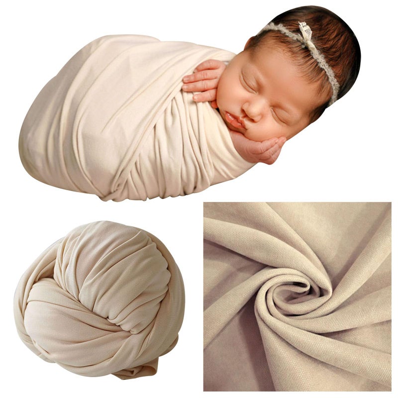 BabyMoon Baby Wrap Photography Props Stretch Without Wrinkle, Anti-Pilling, Breathable Blanket Swaddle Wrap | Ivory White - Image 1
