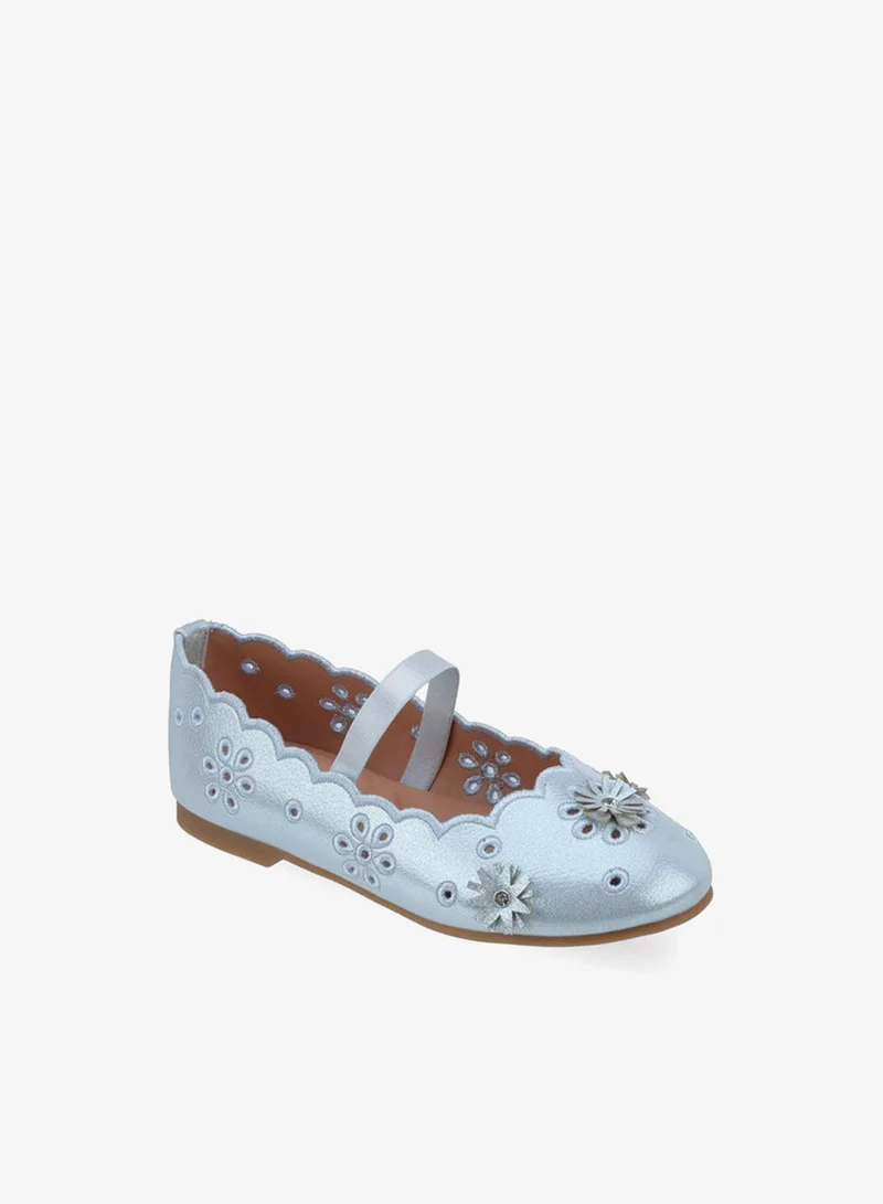 JUNIORS Girls Floral Embellished Ballerina Shoes