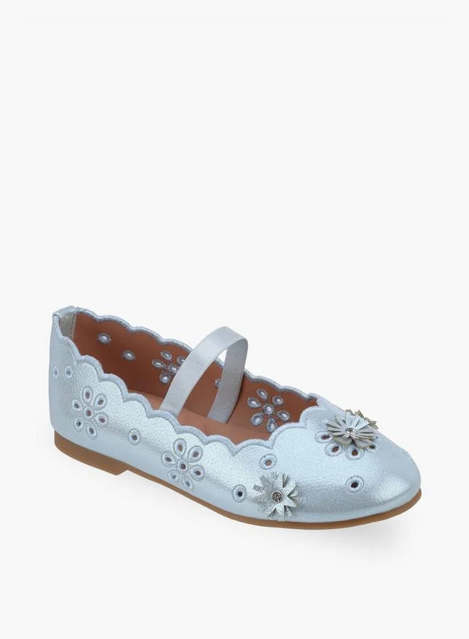 JUNIORS Girls Floral Embellished Ballerina Shoes