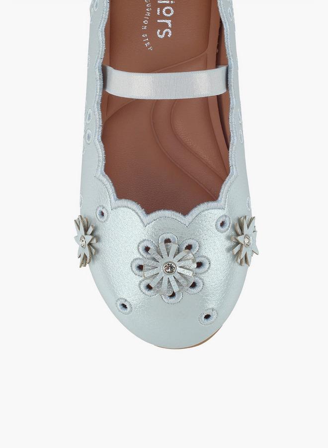 JUNIORS أحذية باليرينا مزينة بالزهور للفتيات - Image 4