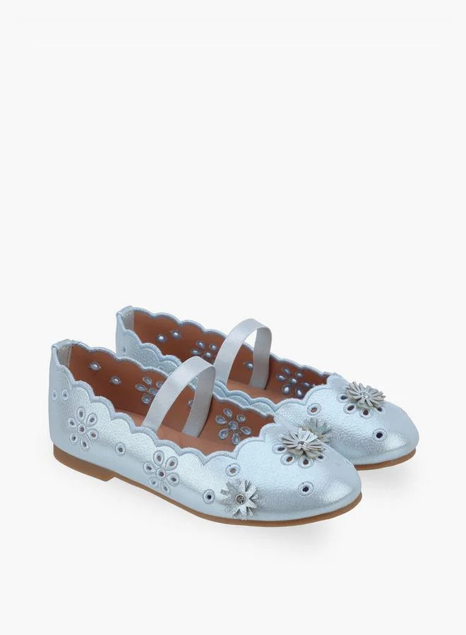 JUNIORS Girls Floral Embellished Ballerina Shoes