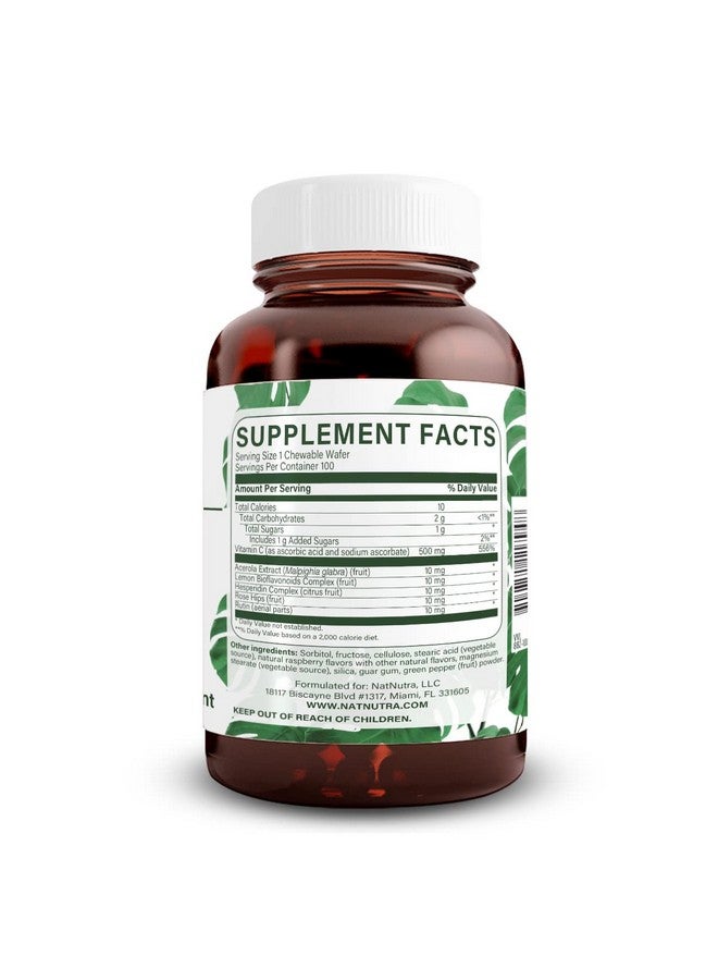 Natural Nutra Vitamin C Supplement for Kids and Adults, Immune Booster, Helps Supports Bone Health, Protect Skin and Heart Health, Improve Skin Texture, Vegetable Source, 500 mg, 100 Vegan Wafers - Image 2
