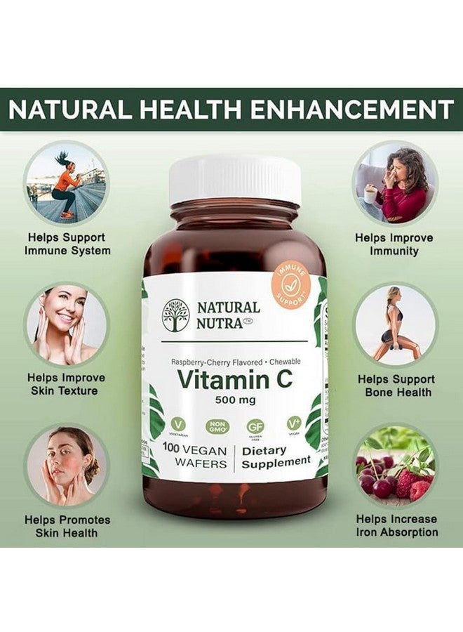 Natural Nutra Vitamin C Supplement for Kids and Adults, Immune Booster, Helps Supports Bone Health, Protect Skin and Heart Health, Improve Skin Texture, Vegetable Source, 500 mg, 100 Vegan Wafers - Image 3