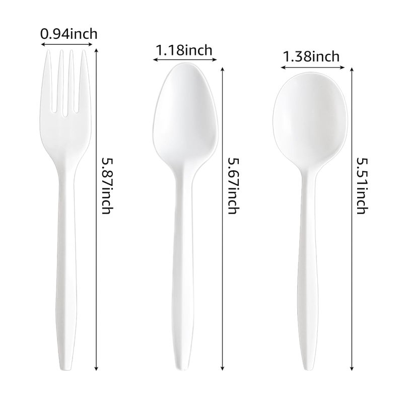 biocean 1000PCS Disposable Plastic Spoons Silverware Bulk Soup Spoon White Reusable Heavy Duty Disposable Cutlery Plastic Utensils Flatware for Home Restaurant Party Picnic Camping Travel (Soup Spoon-1000pcs) - Image 4