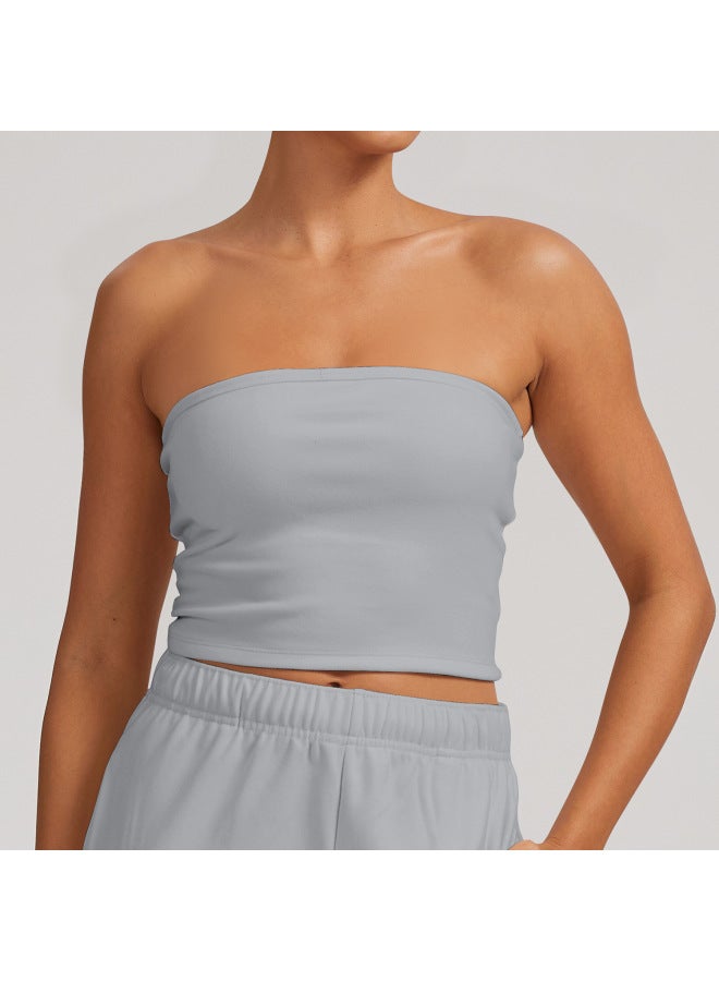 European And American Velvet Strapless Tube Top Women's Shock-proof Quick-drying Fitness Yoga Top Beautiful Back Sports Bra